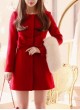 Red Removable Collar Coat